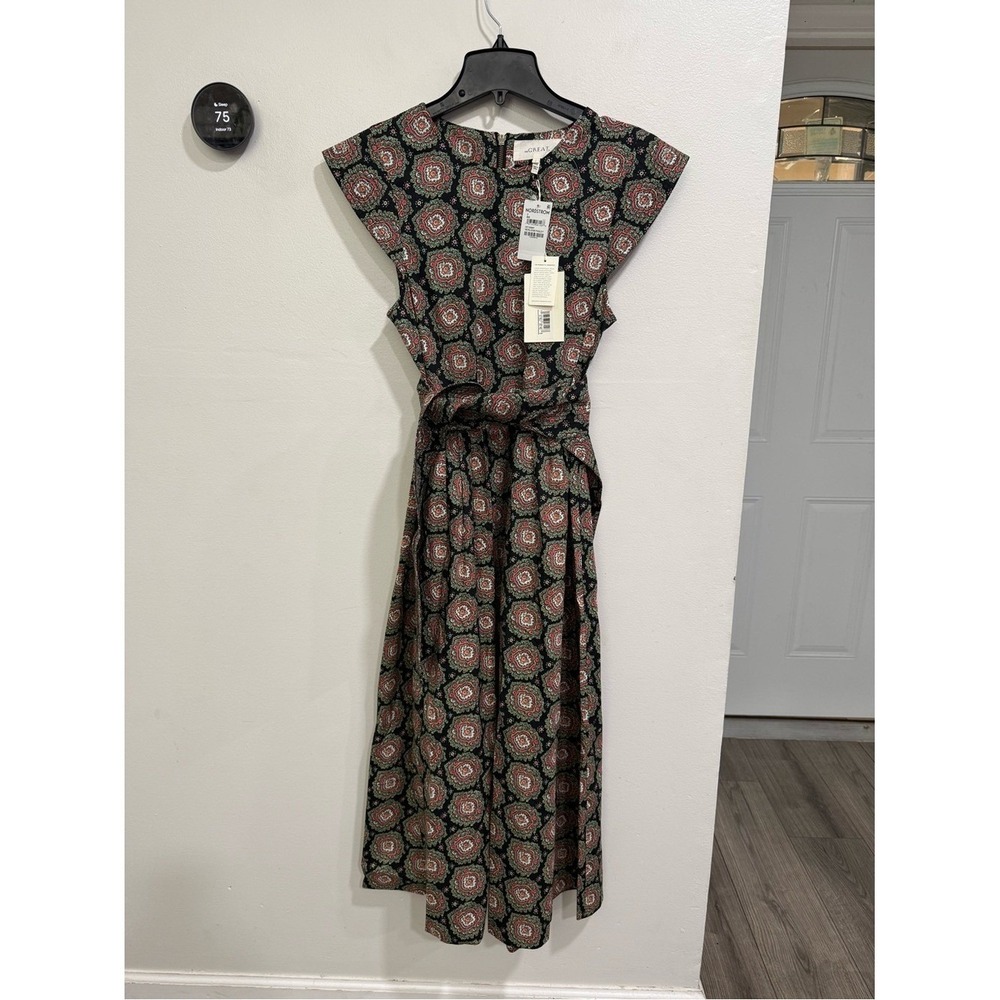 NWT THE GREAT. The Tulsa Paisley Belted Cotton Midi Dress HEIRLOOM PAISLEY Sz 2
